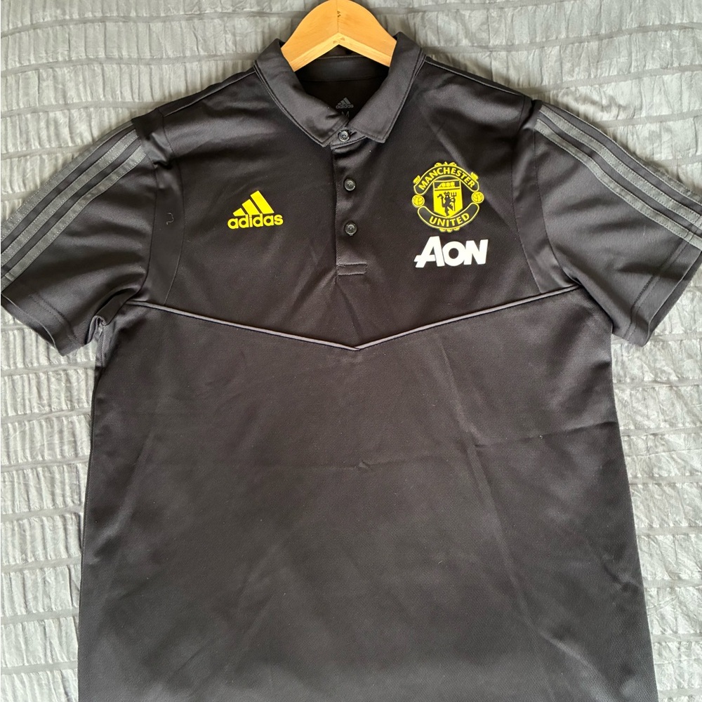 Adidas Black and Gold Manchester United Polo